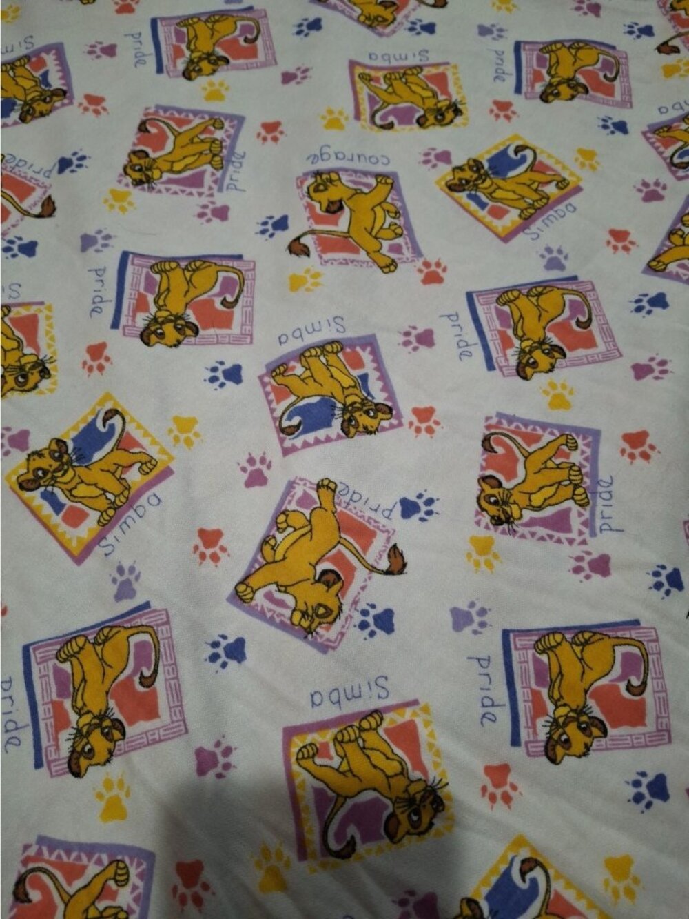 Vintage Rare  Knit Stretch Lion King Simba Pride. Cotton Fabric 3 Yd X 58
